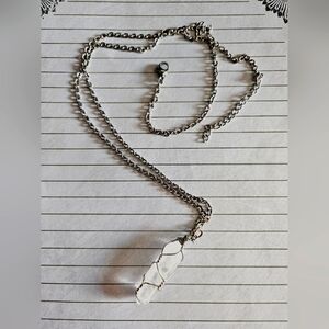 White Quartz Crystal Gem Sliver Necklace | Fairy-core, coquette, gifts, goth